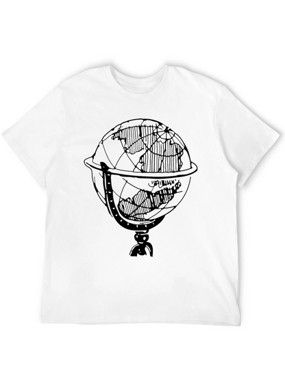 Mens Black T-Shirt with Globe Graphic