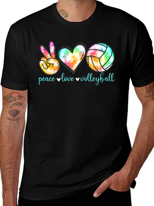 Peace Love Volleyball Tie-Dye Graphic Tee