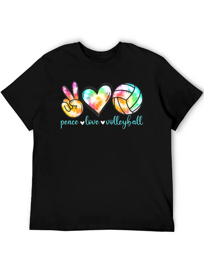 Peace Love Volleyball Tie-Dye Graphic Tee