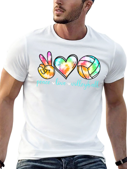 Peace Love Volleyball Tie-Dye Graphic Tee