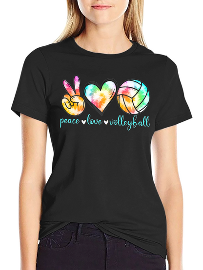 Peace Love Volleyball Tie-Dye Graphic Tee