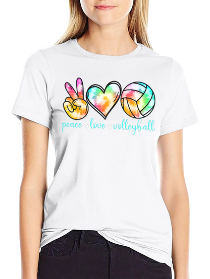 Peace Love Volleyball Tie-Dye Graphic Tee