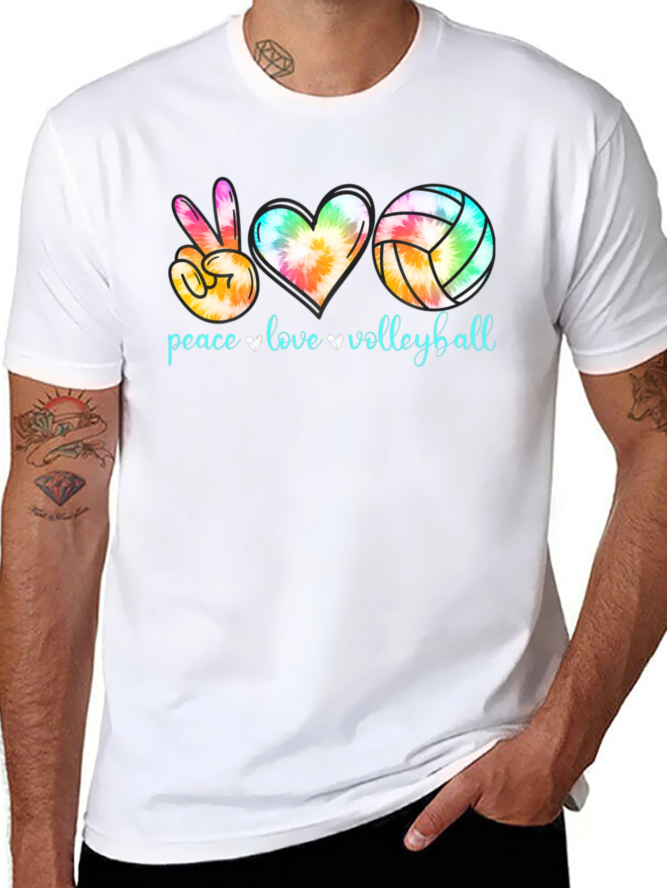 Peace Love Volleyball Tie-Dye Graphic Tee
