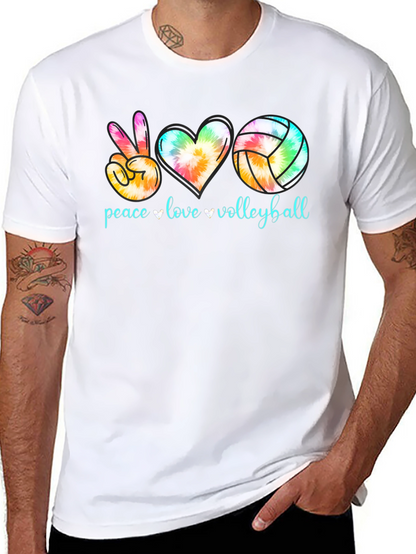 Peace Love Volleyball Tie-Dye Graphic Tee