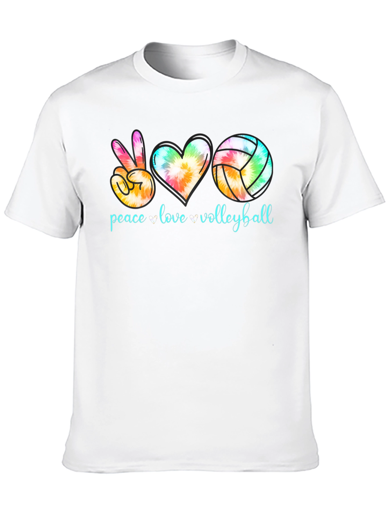 Peace Love Volleyball Tie-Dye Graphic Tee