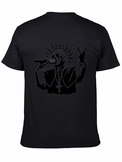 Rocker Pope Graphic Tee - Black Cotton T-Shirt