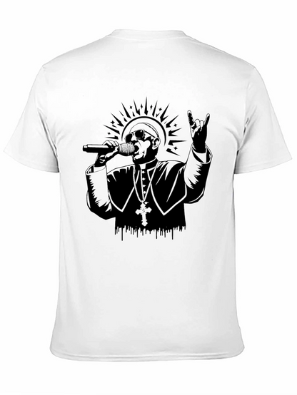 Rocker Pope Graphic Tee - Black Cotton T-Shirt