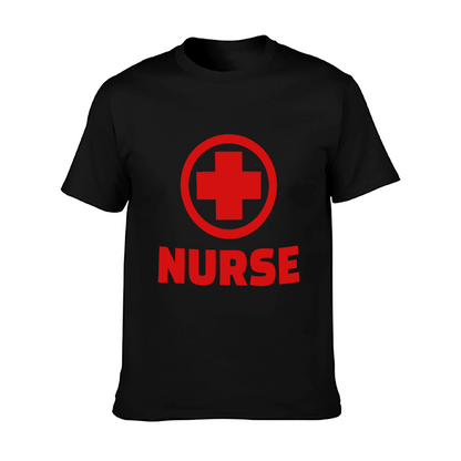 Nurse Red Cross Graphic T-Shirt 100% Cotton Unisex Casual Crew Neck Short Sleeve Tee for Medical Staff Daily Wear