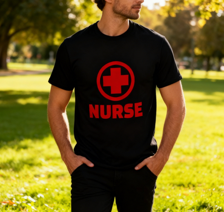 Nurse Red Cross Graphic T-Shirt 100% Cotton Unisex Casual Crew Neck Short Sleeve Tee for Medical Staff Daily Wear