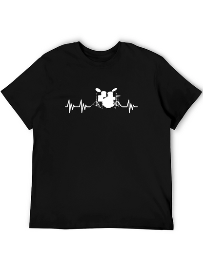 Drum Heartbeat Black T-Shirt - Musician Tee