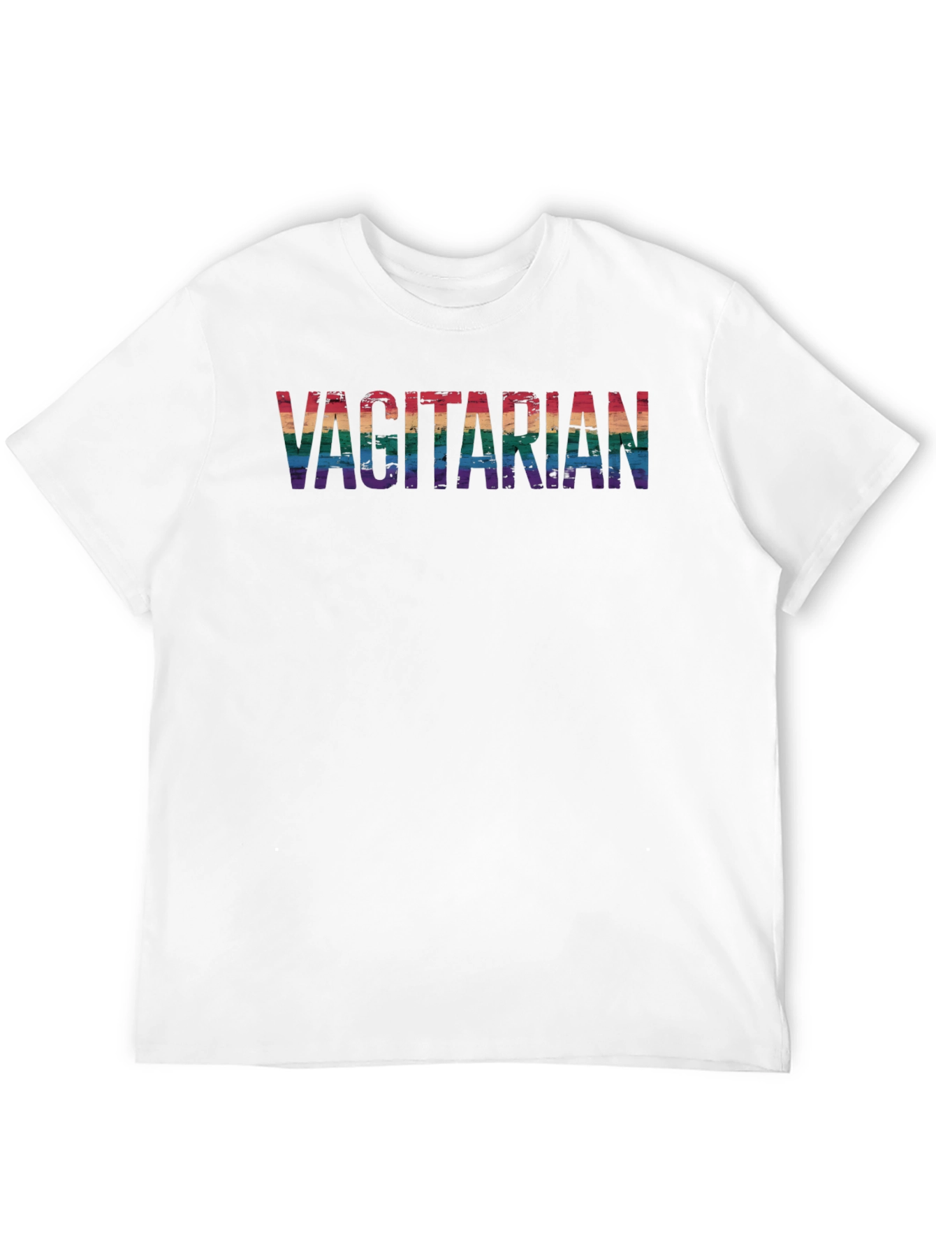 Vagitarian Pride Tee - Rainbow Letters Black Cotton