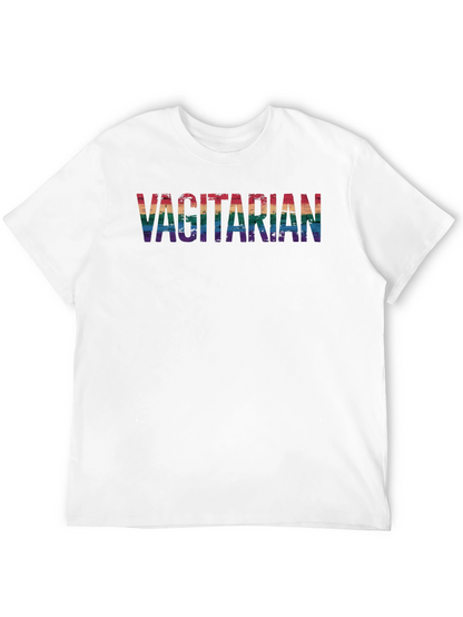 Vagitarian Pride Tee - Rainbow Letters Black Cotton