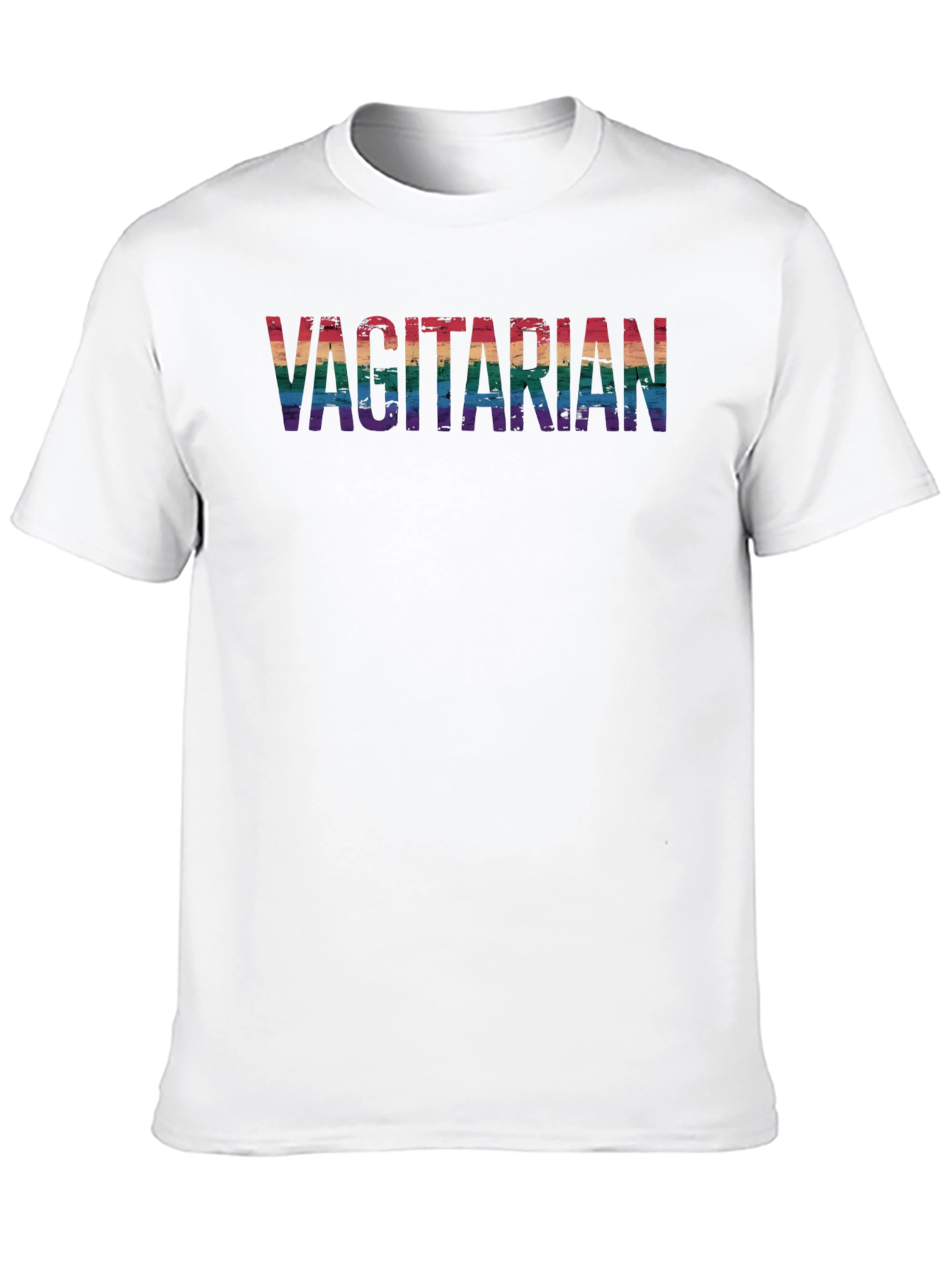 Vagitarian Pride Tee - Rainbow Letters Black Cotton
