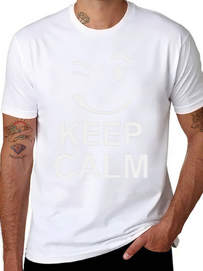 Keep Calm Wink Graphic Tee - Black Cotton T-Shirt