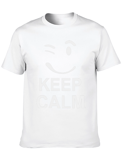 Keep Calm Wink Graphic Tee - Black Cotton T-Shirt