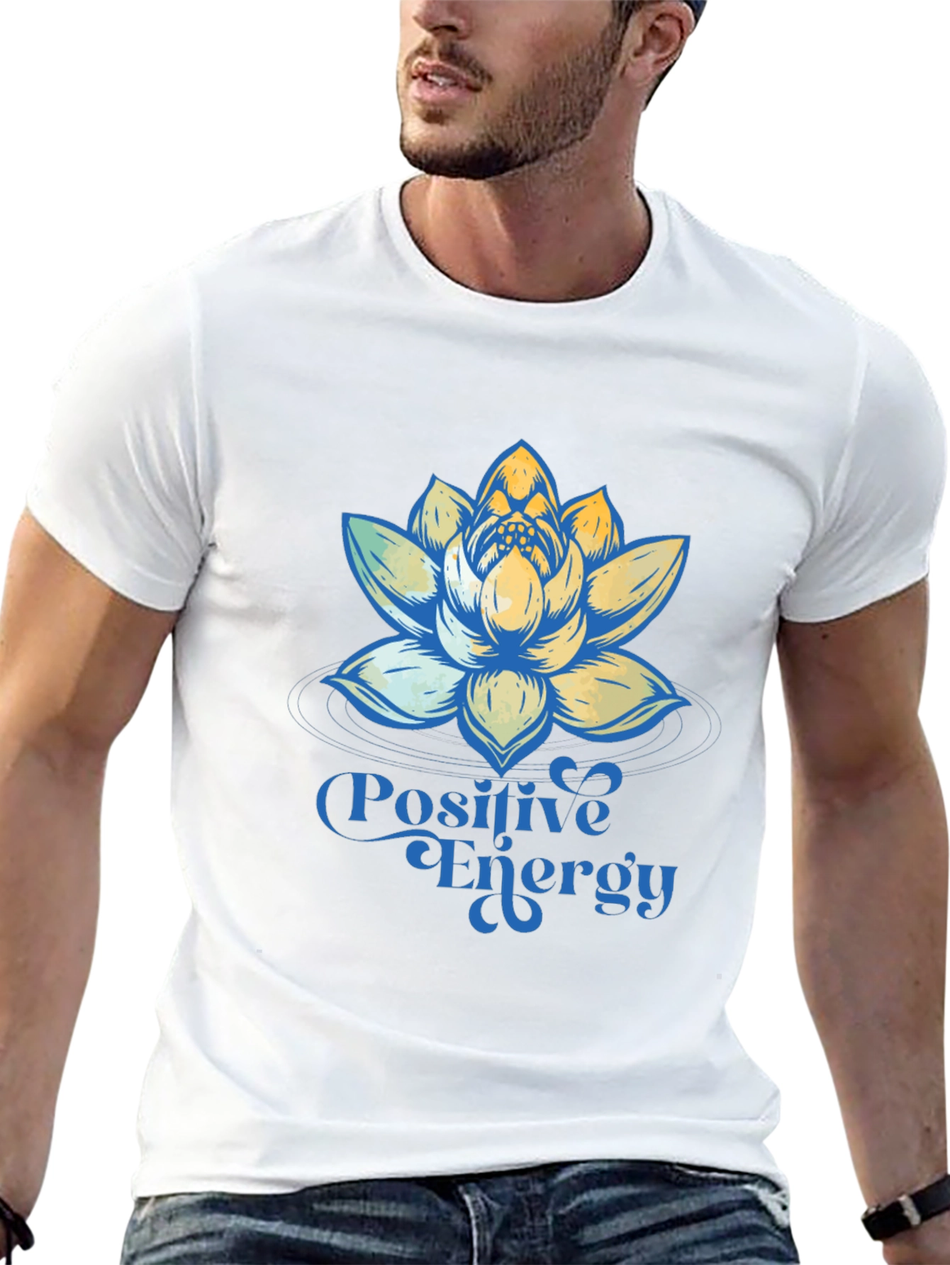 Positive Energy Lotus Flower Graphic T-Shirt
