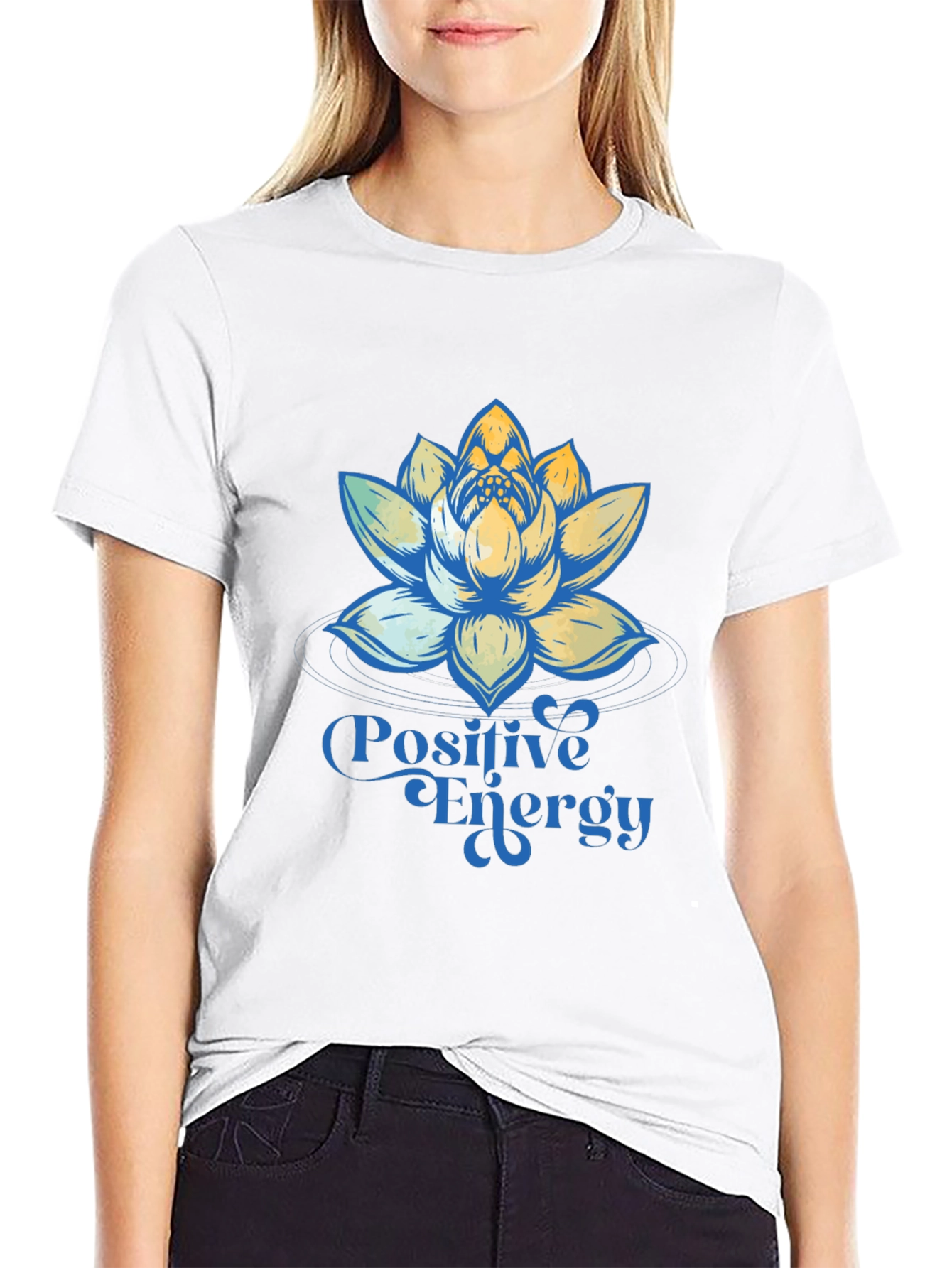 Positive Energy Lotus Flower Graphic T-Shirt