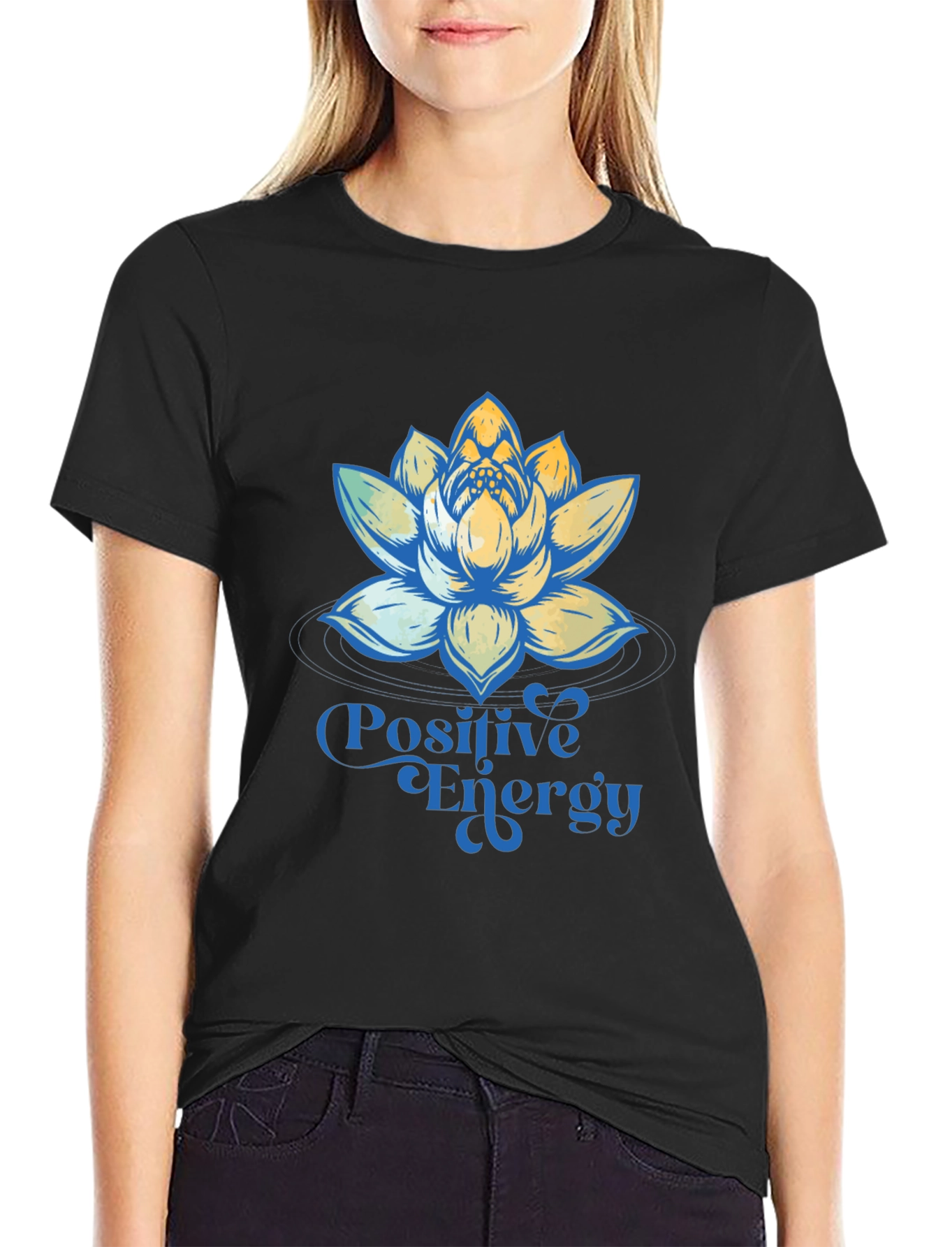 Positive Energy Lotus Flower Graphic T-Shirt