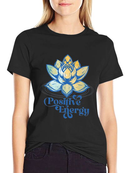Positive Energy Lotus Flower Graphic T-Shirt