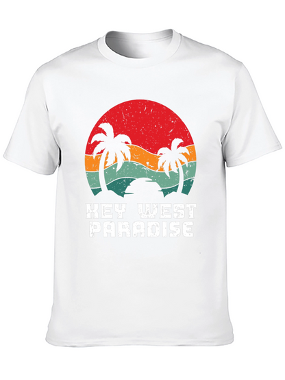 Key West Paradise Retro T-Shirt - Tropical Palm Design