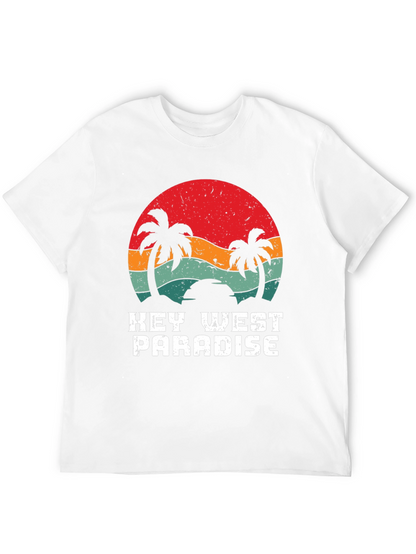 Key West Paradise Retro T-Shirt - Tropical Palm Design