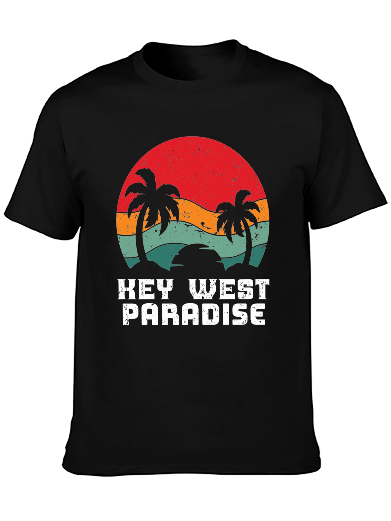 Key West Paradise Retro T-Shirt - Tropical Palm Design