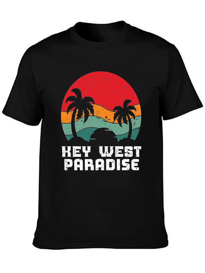 Key West Paradise Retro T-Shirt - Tropical Palm Design