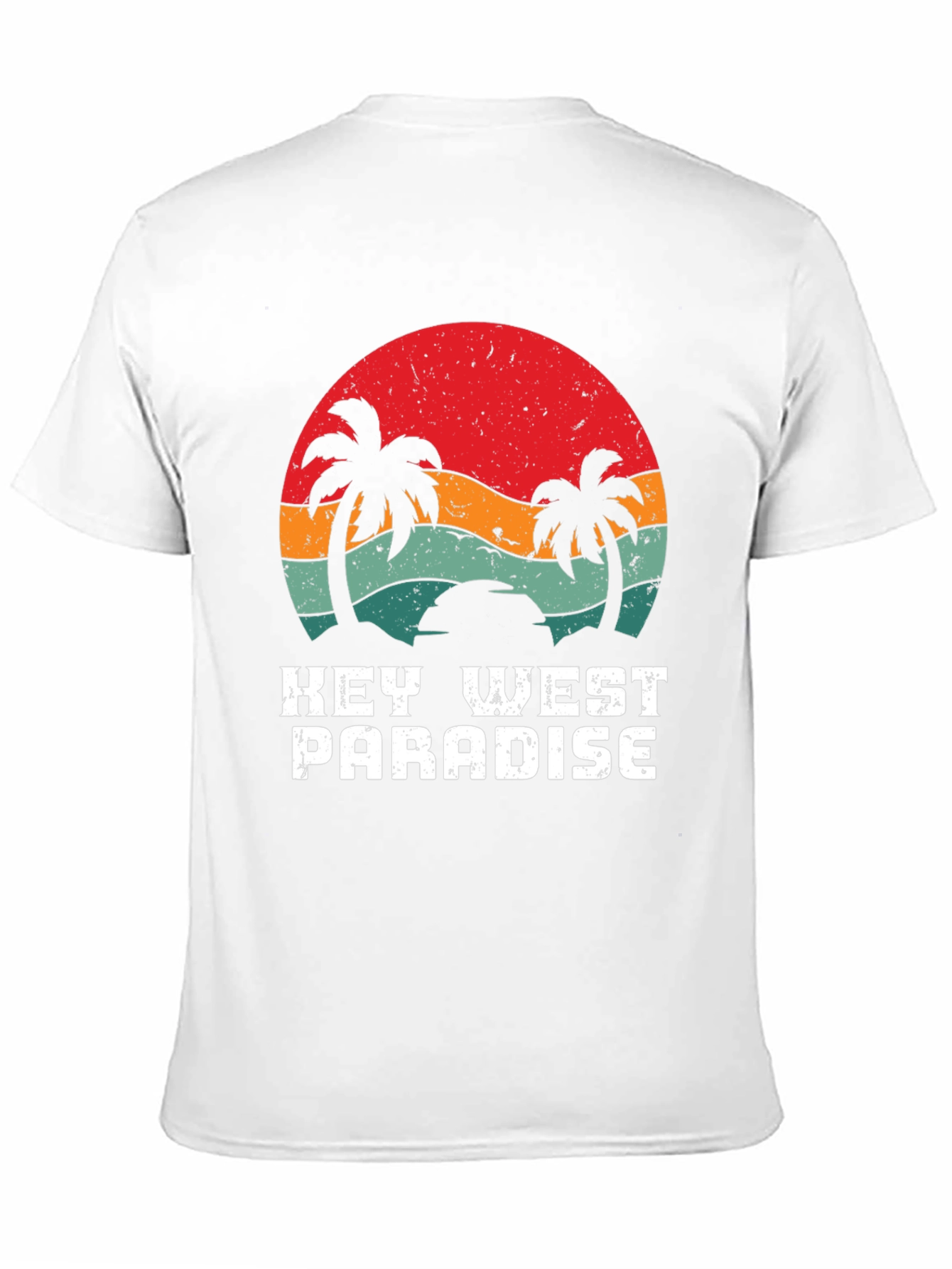 Key West Paradise Retro T-Shirt - Tropical Palm Design