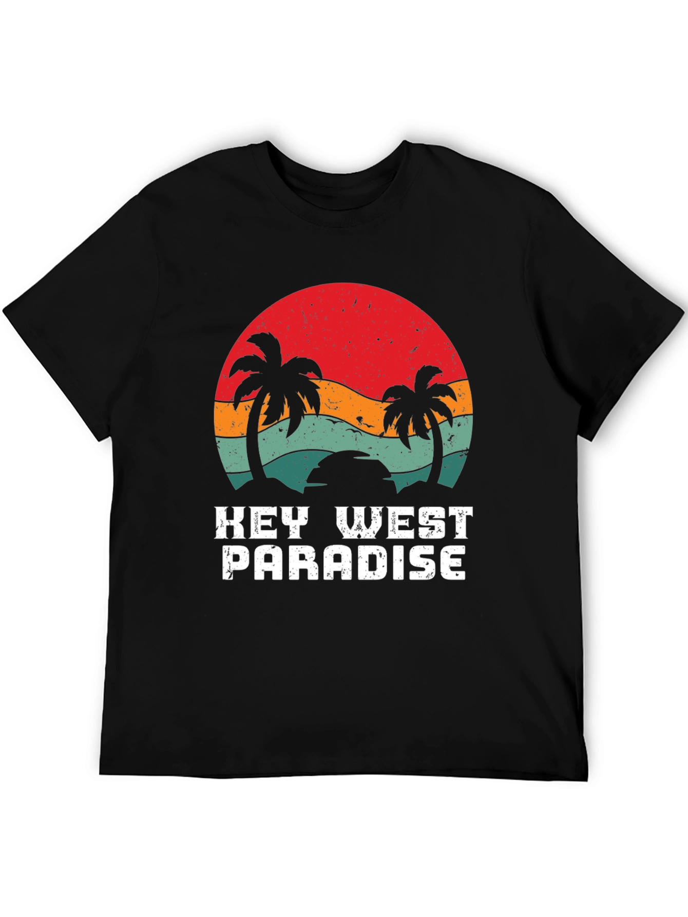 Key West Paradise Retro T-Shirt - Tropical Palm Design