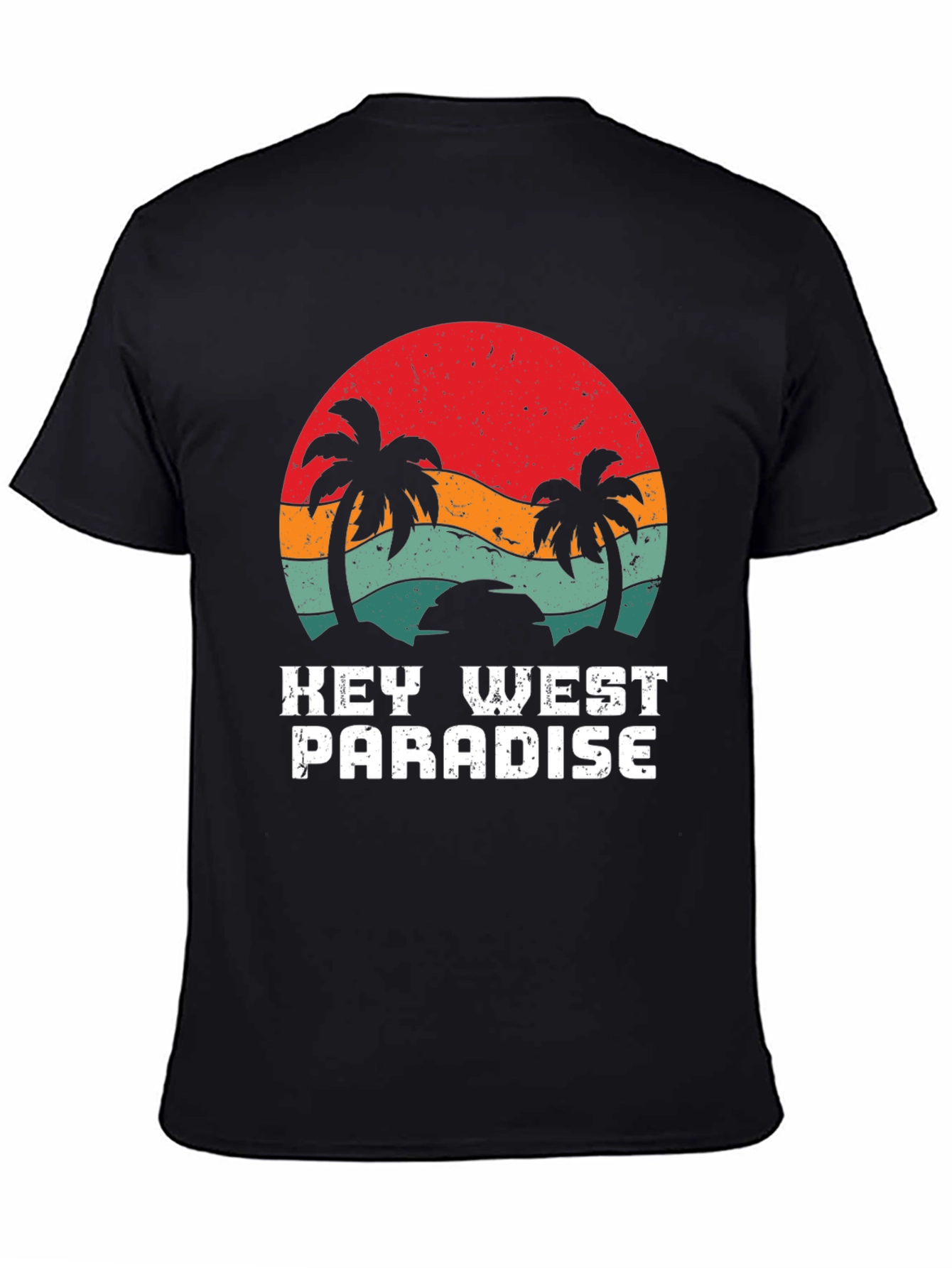 Key West Paradise Retro T-Shirt - Tropical Palm Design
