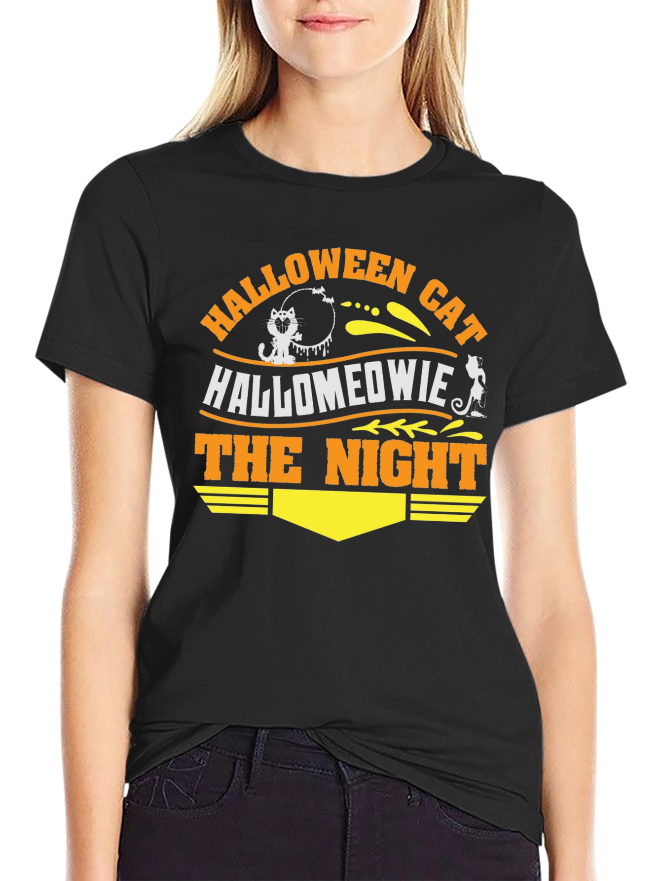 Halloween Cat Hallomeowie The Night T-Shirt