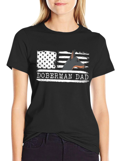 Doberman Dad T-Shirt - American Flag Dog Lover Tee