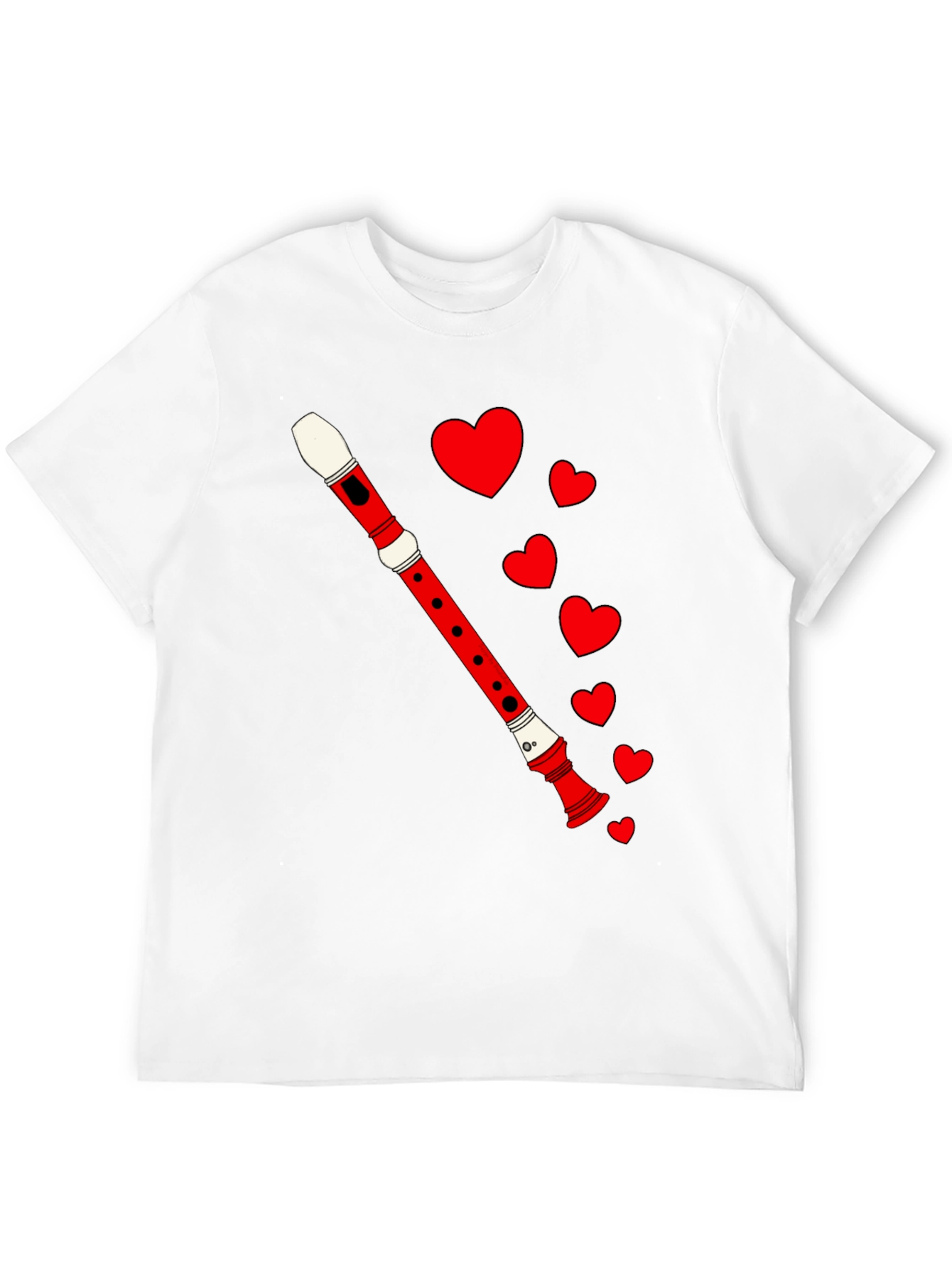 Musical Love Tee - Flute & Hearts Graphic T-Shirt