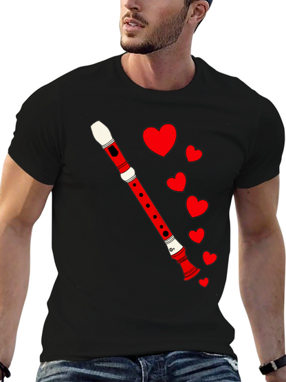 Musical Love Tee - Flute & Hearts Graphic T-Shirt