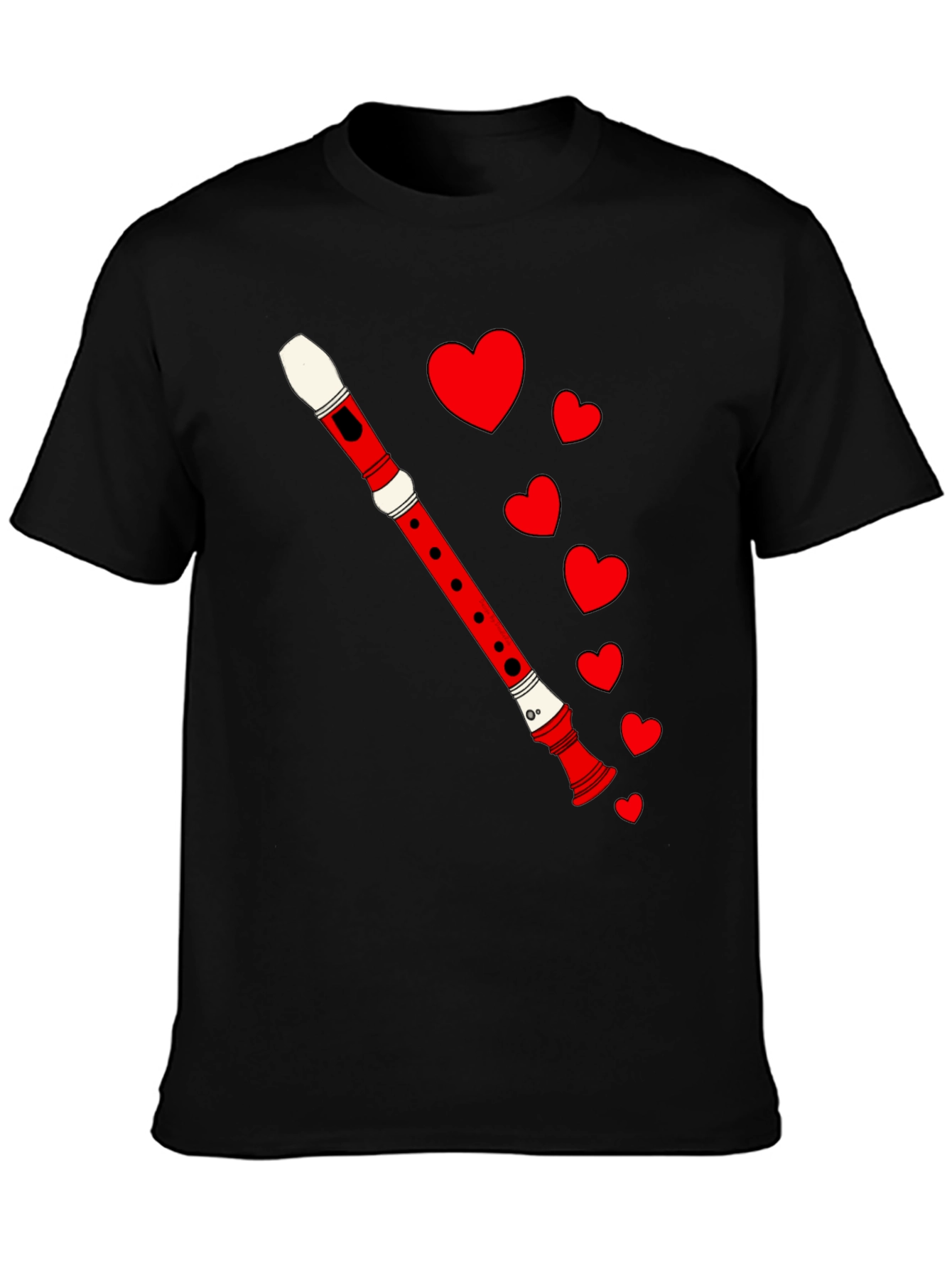 Musical Love Tee - Flute & Hearts Graphic T-Shirt