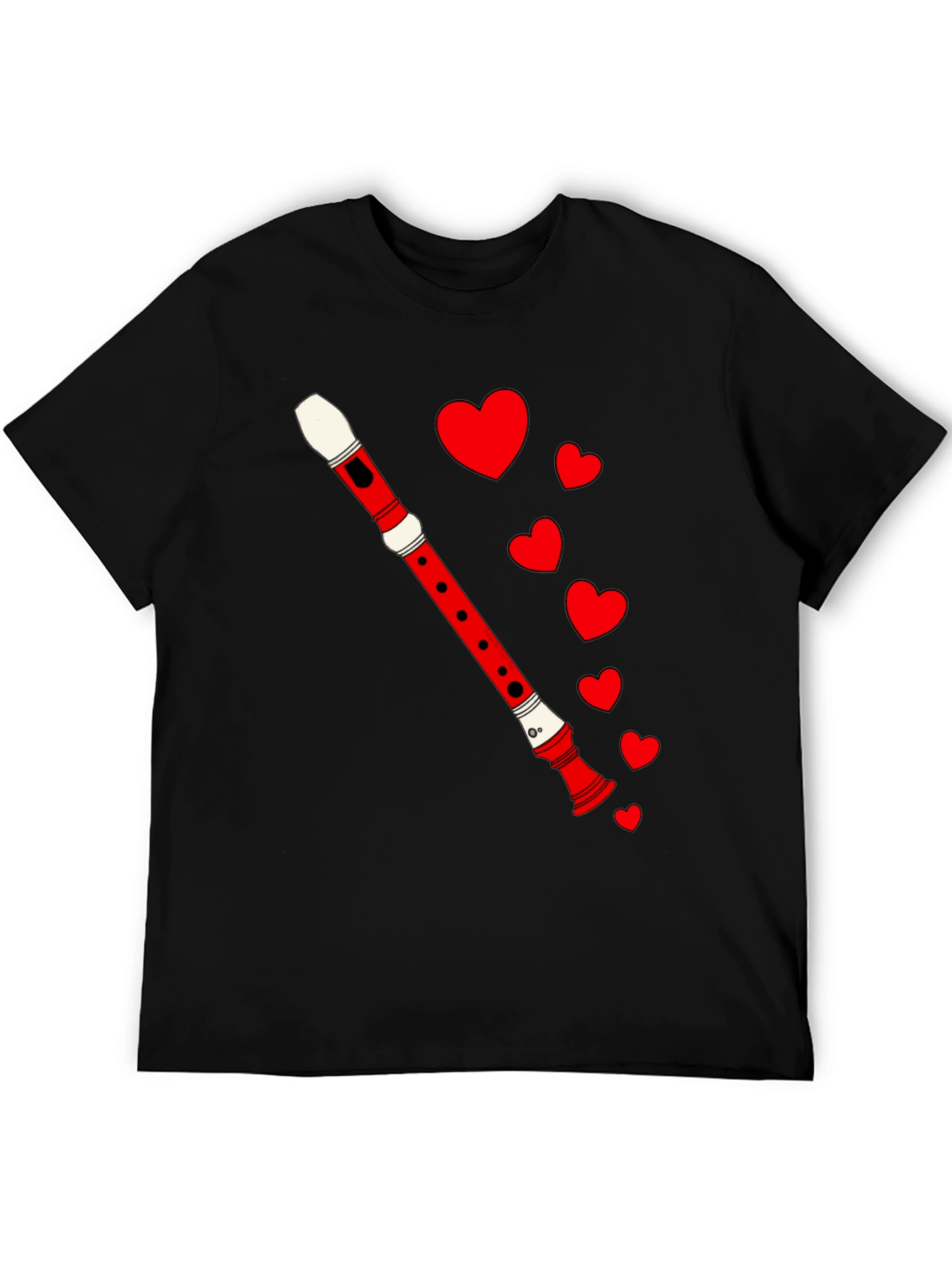Musical Love Tee - Flute & Hearts Graphic T-Shirt