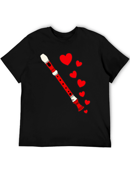 Musical Love Tee - Flute & Hearts Graphic T-Shirt