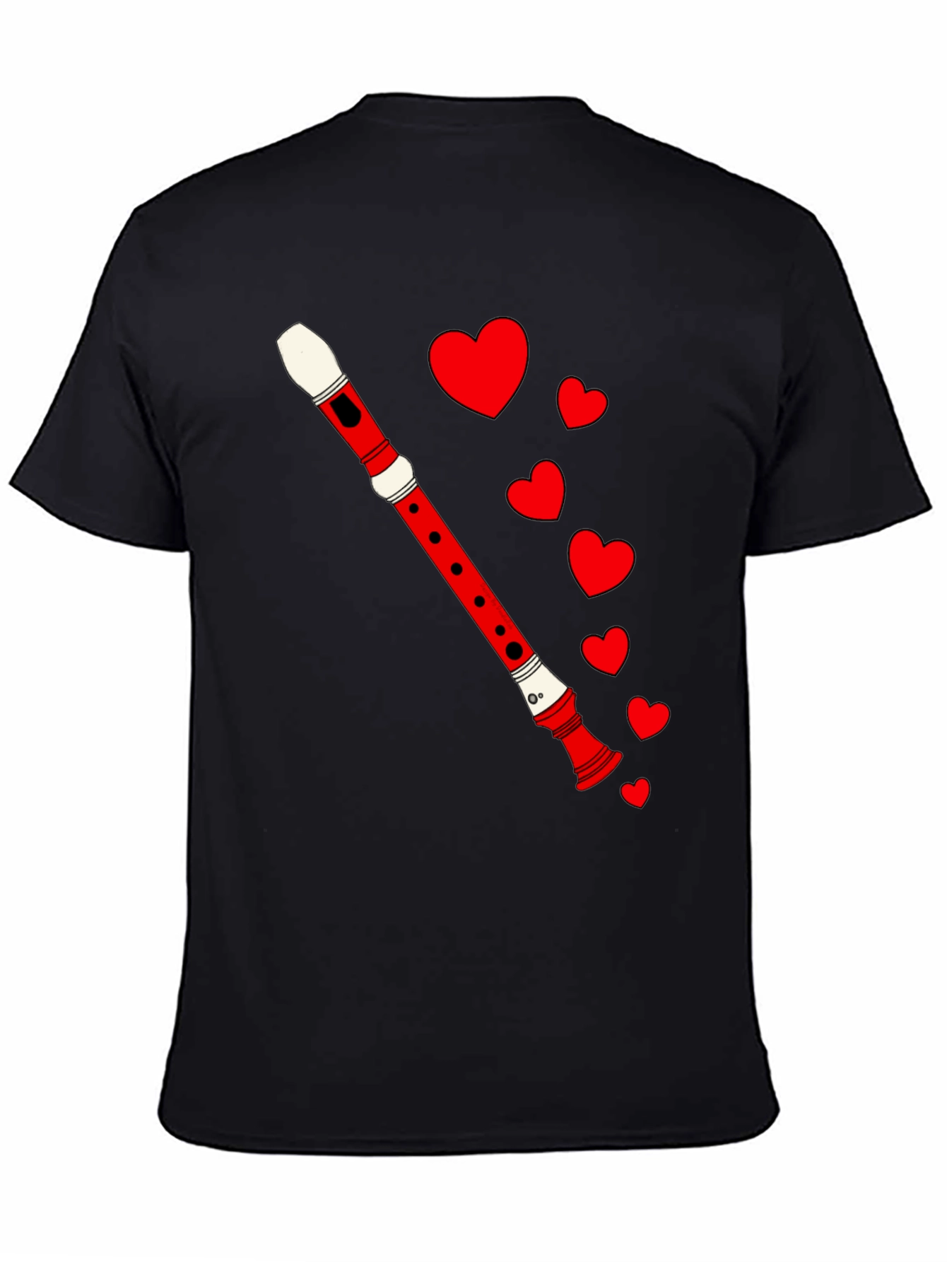 Musical Love Tee - Flute & Hearts Graphic T-Shirt
