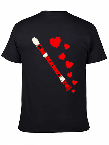 Musical Love Tee - Flute & Hearts Graphic T-Shirt