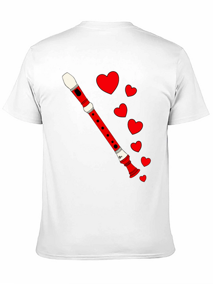 Musical Love Tee - Flute & Hearts Graphic T-Shirt