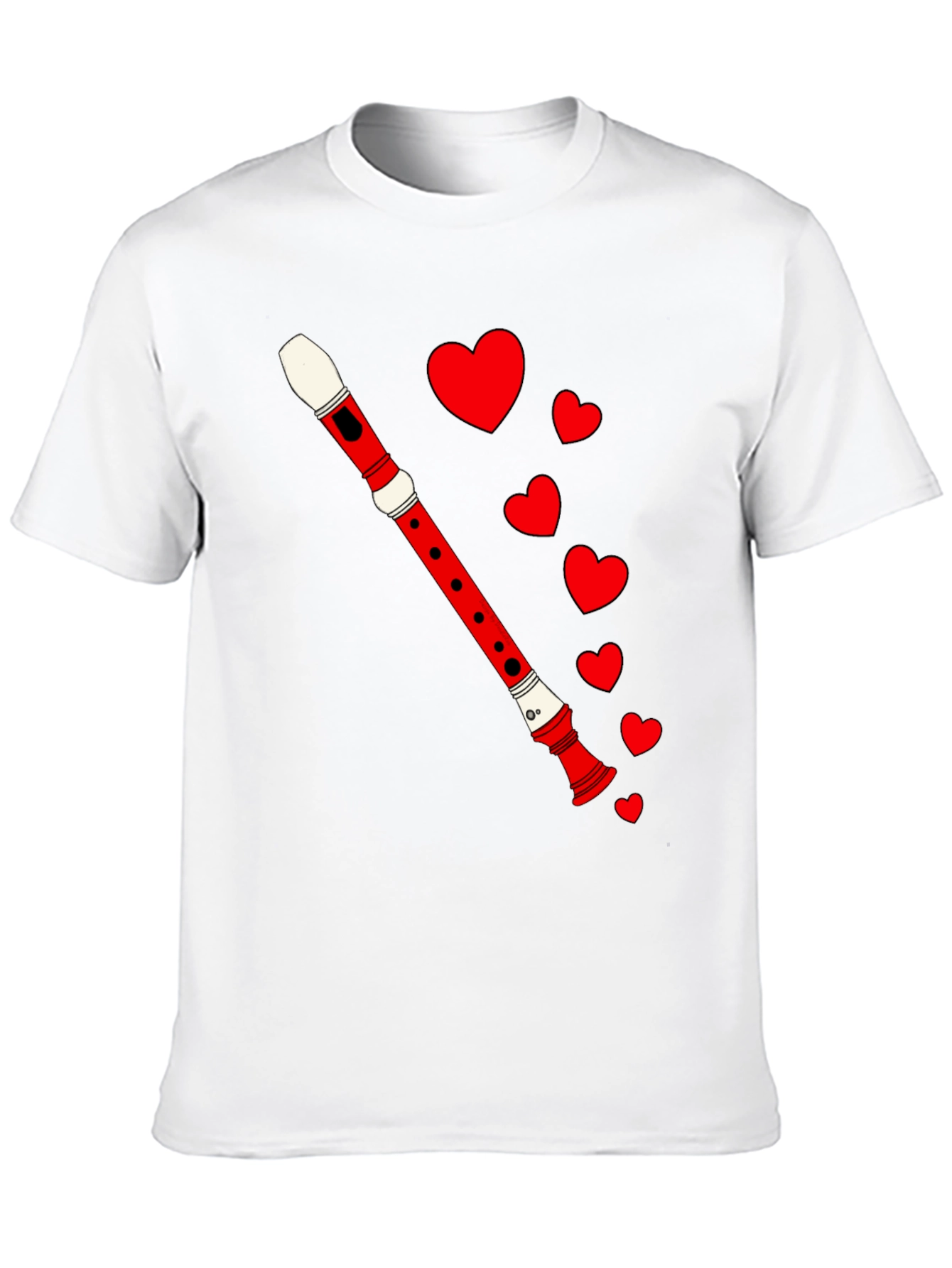 Musical Love Tee - Flute & Hearts Graphic T-Shirt