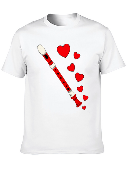 Musical Love Tee - Flute & Hearts Graphic T-Shirt