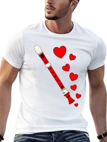 Musical Love Tee - Flute & Hearts Graphic T-Shirt