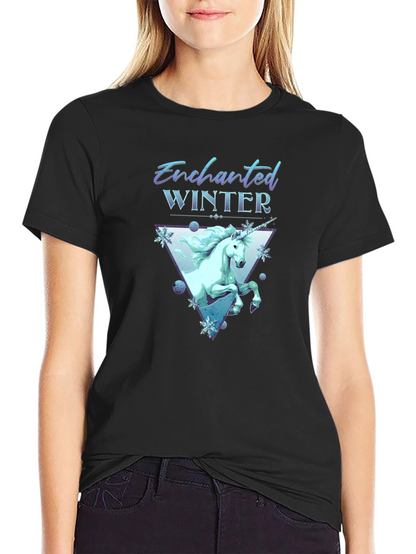 Enchanted Winter Unicorn Graphic T-Shirt