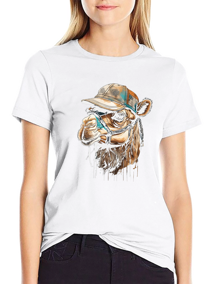 Camel Tee with Hat - Unique Graphic Print