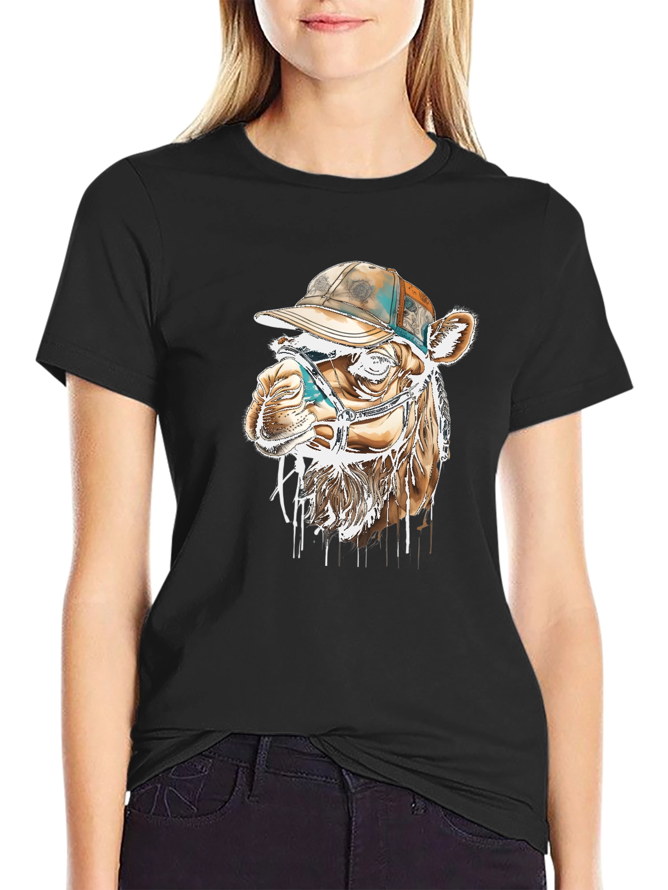 Camel Tee with Hat - Unique Graphic Print