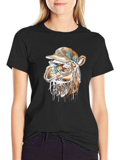 Camel Tee with Hat - Unique Graphic Print