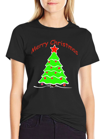 Merry Christmas Tree Graphic T-Shirt