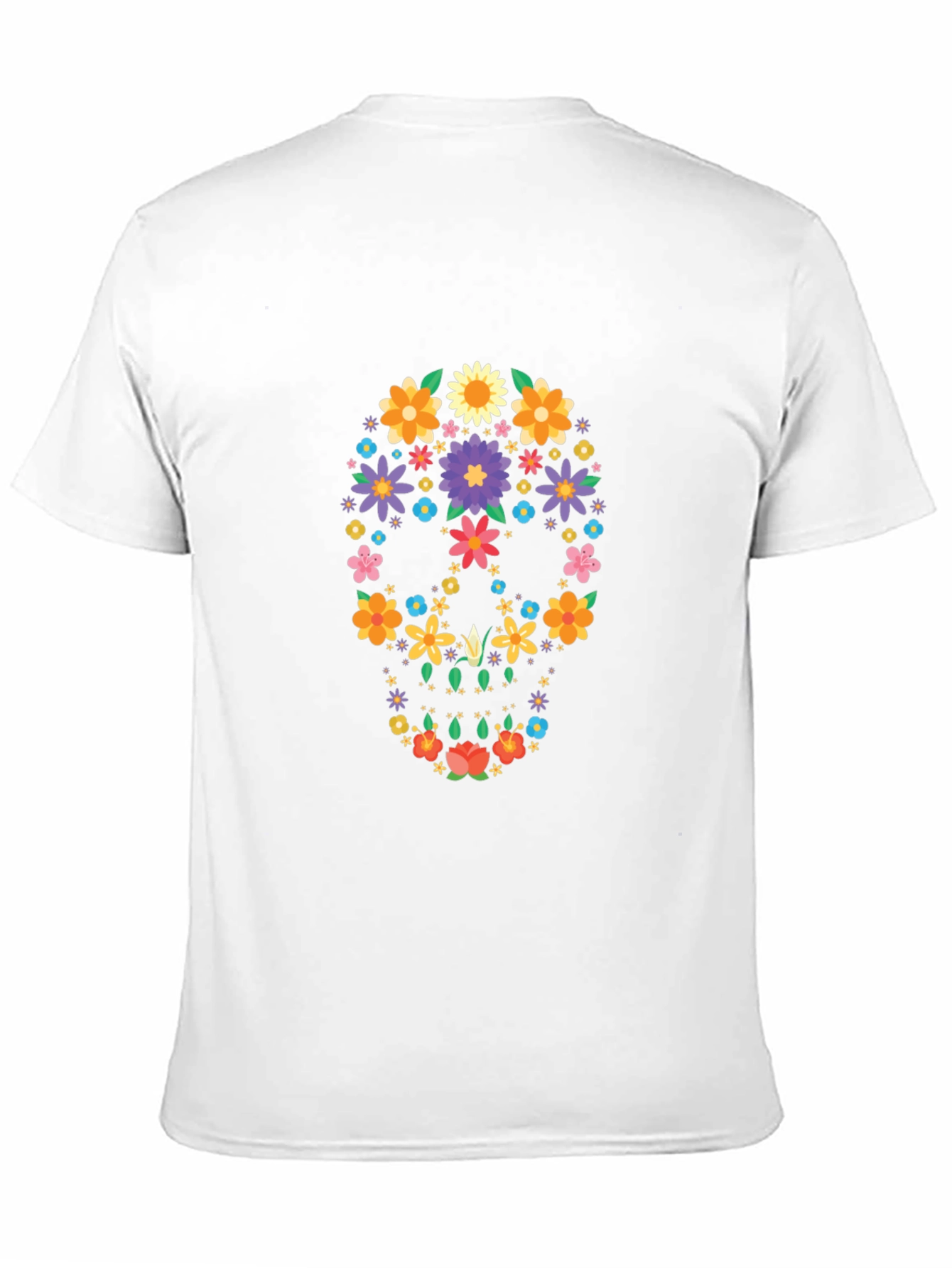 Floral Sugar Skull Graphic Black T-Shirt
