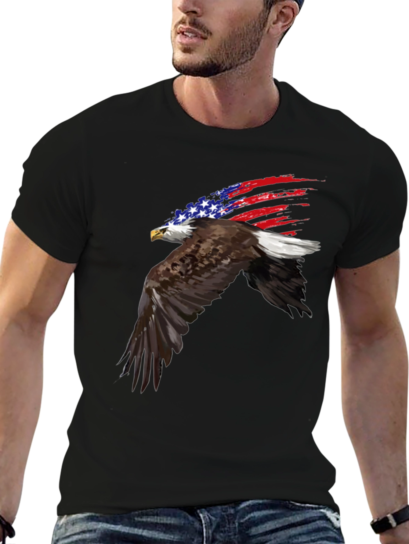 Patriotic Eagle USA Flag Graphic T-Shirt